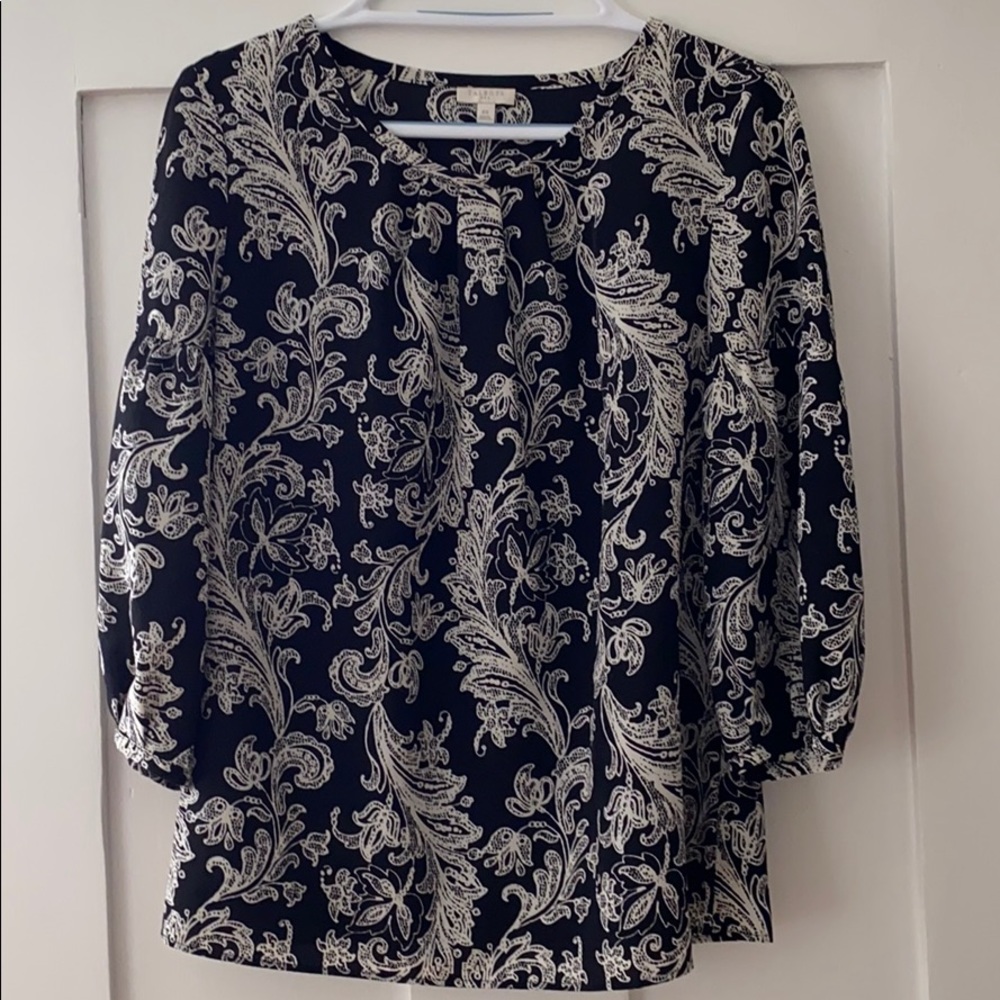 Talbots, Silky, Pleated Neck, 100% Polyester Top. - image 4